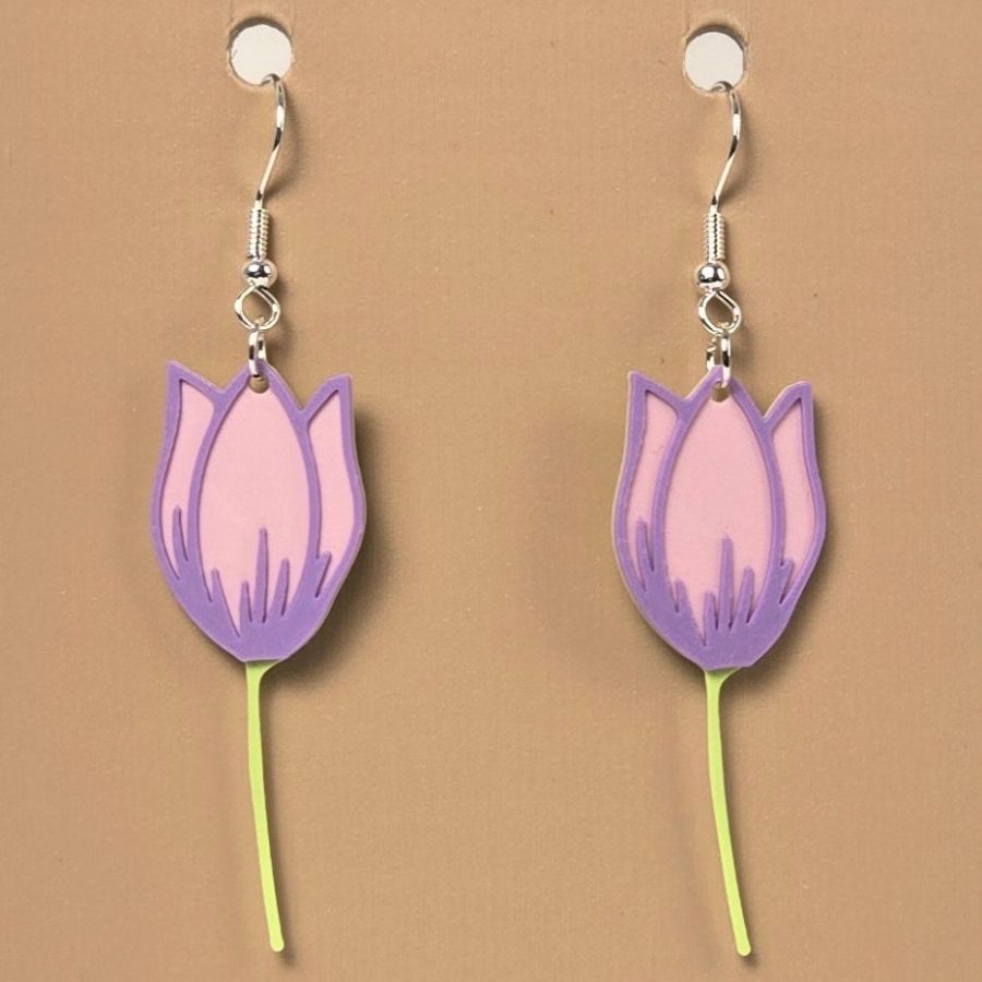 Boucle d'oreille en forme de Tulip avec crochets hypoallergéniques sans nickel
